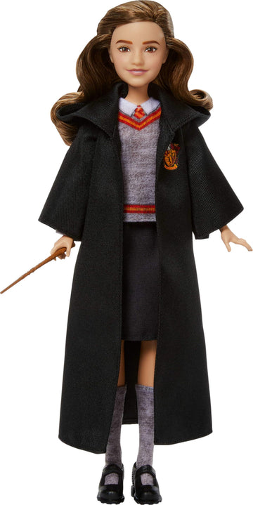 Mattel Harry Potter Toys, Hermione Granger Fashion Doll in Removable Signature Hogwarts Uniform with Wand Accessory, Inspired by The Movie
