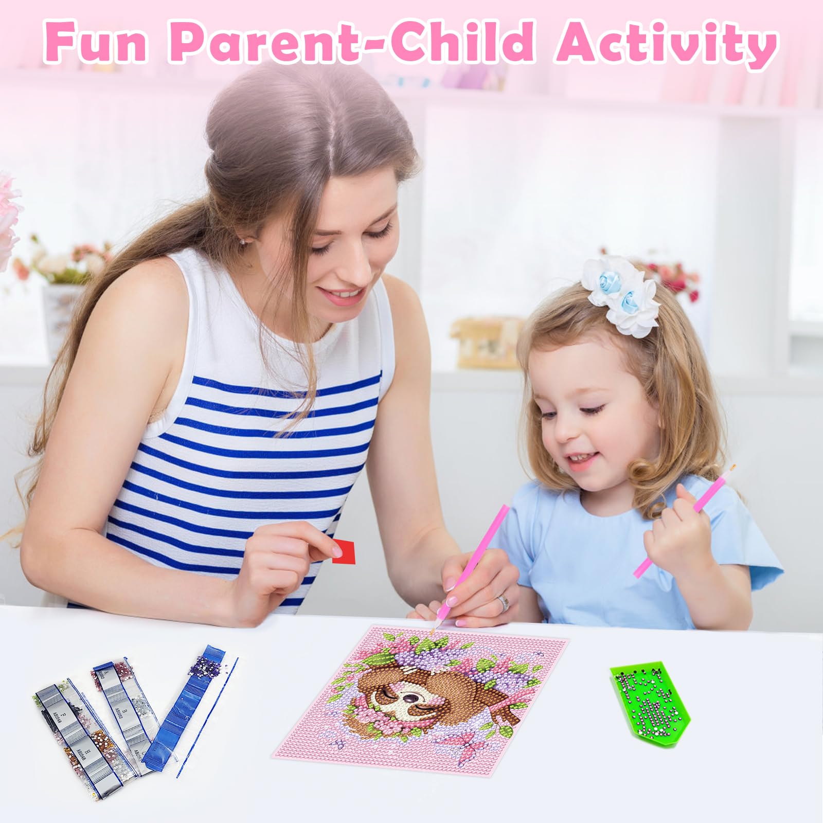 NANZHOO Diamond Art Kits for Kids, 6 Pack 5D Cartoon Diamond Painting Kits for Adults Beginner, Cute Animals DIY Big Gem Art Arts and Crafts for Kid