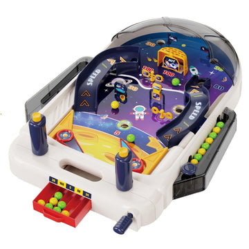 OLEOCA Tabletop Pinball Machine - Space Board Game with Obstacles, Pull-Rod Launcher, Two-Hand Controls, Ball Storage Tray, 1-2 Player Arcade Games