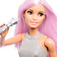 Barbie Careers Fashion Doll & Accessory, Pop Star with Pink Hair & Brown Eyes Wearing Iridescent Skirt with Microphone