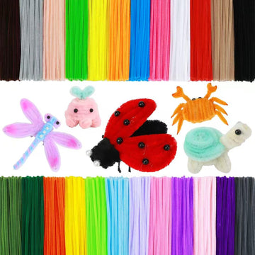 AIZANYU 1200pcs Pipe Cleaners Bulk. 24-Color Chenille Stems for Craft. Art Supplies for Flowers. Flower Making Manual Included