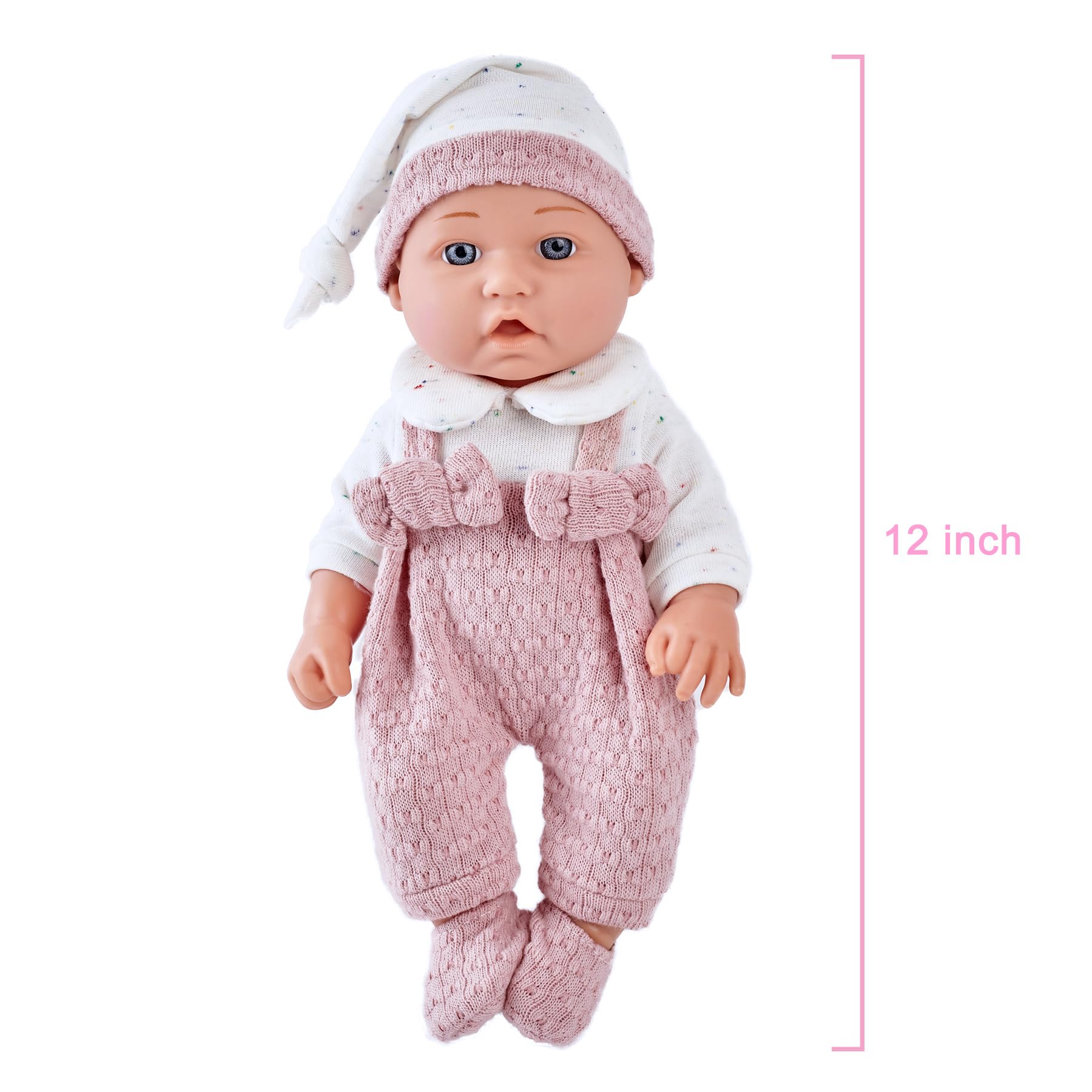 Enjoyin 12" Baby Doll Gift Set with Portable Bassinet Bed, Pink Clothes, Pacifier, Blanket & Pillow - Fun Pretend Play Toys, for Toddler Girls Ages 3+