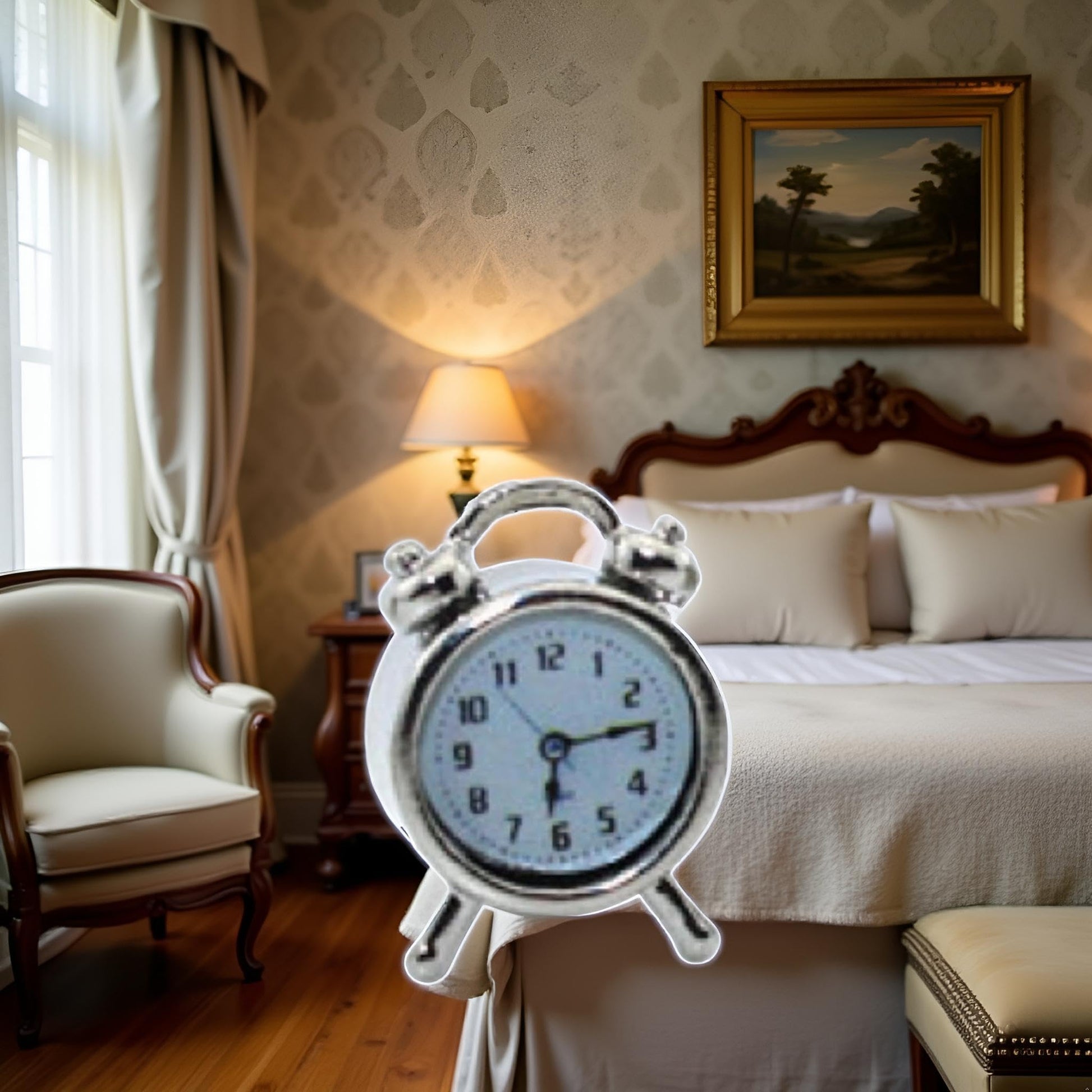 Silver 1/12 Miniature Alarm Clock Dollhouse Decoration Accessories, Décor, Decorations