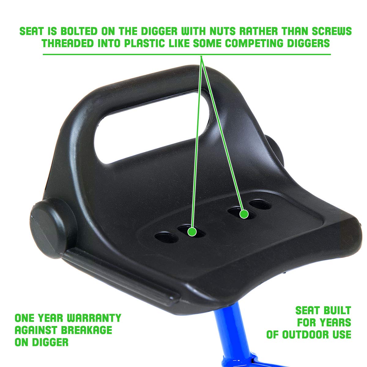 Sandbox Digger Toy Excavator With Wheels- Foldable Playground Equipment for Outdoor Play w/ No-Bend, No-Pinch Heavy Duty Metal Ride On Sand