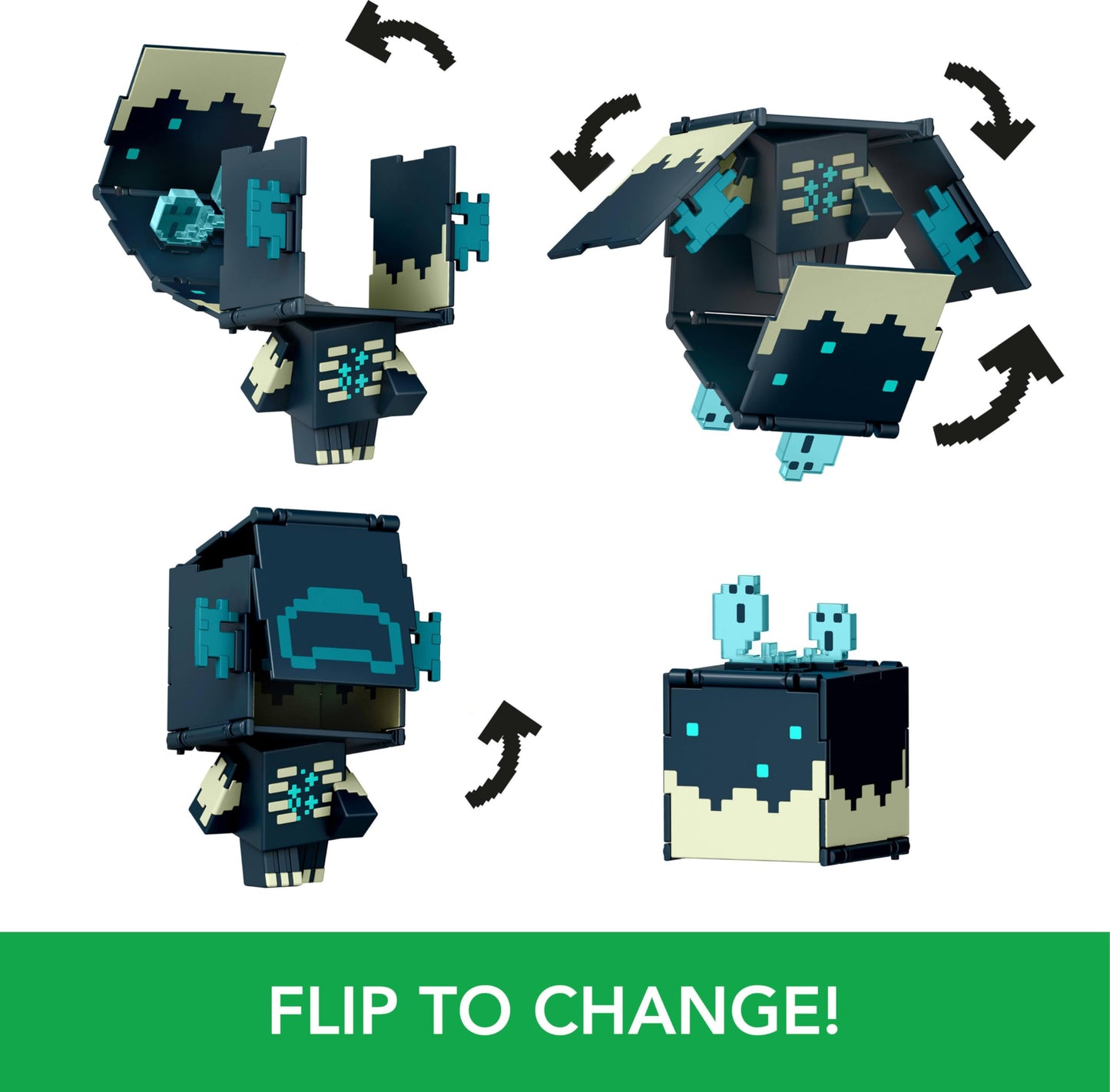 Mattel Minecraft Flippin’ Figs Figures with 2-in-1 Fidget Play, 3.75-in Scale, Large Heads & Pixelated Design (Characters May Vary)