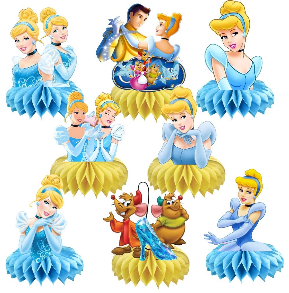 8Pcs Cinderela Table Centerpieces Birthday Party Supplies Double Side Table Decorations for Girls Party Decorations