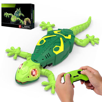 Wall Climbing Gecko RC Car Toy, Glow in The Dark Rechargeable Remote Control Robot Lizard with LED Eyes, Ceiling/Wall Dual Mode Wall Crawler Robot