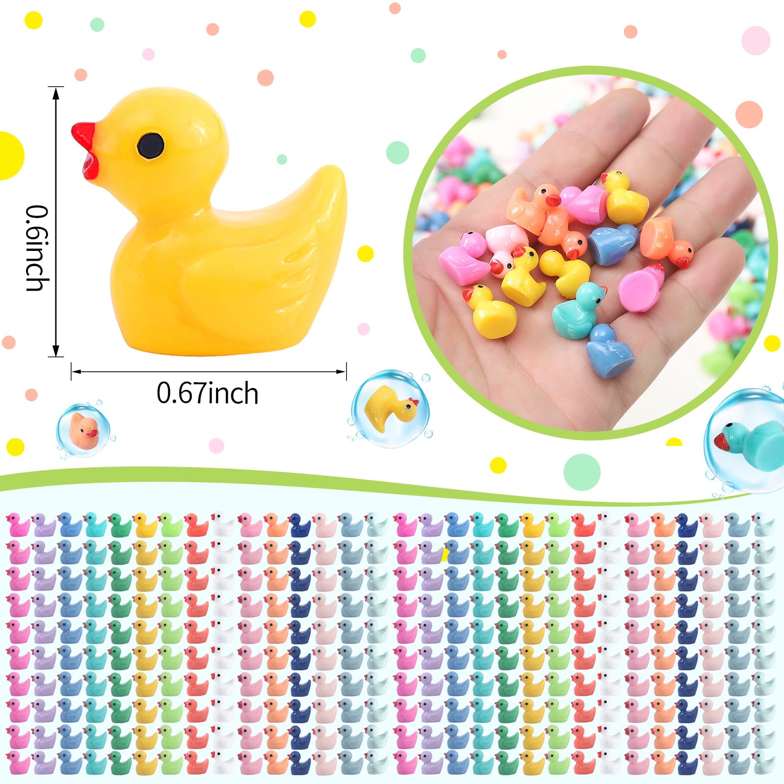 CozyWhimsy Mini Ducks 300 Pack Tiny Duck Figurines Bulk