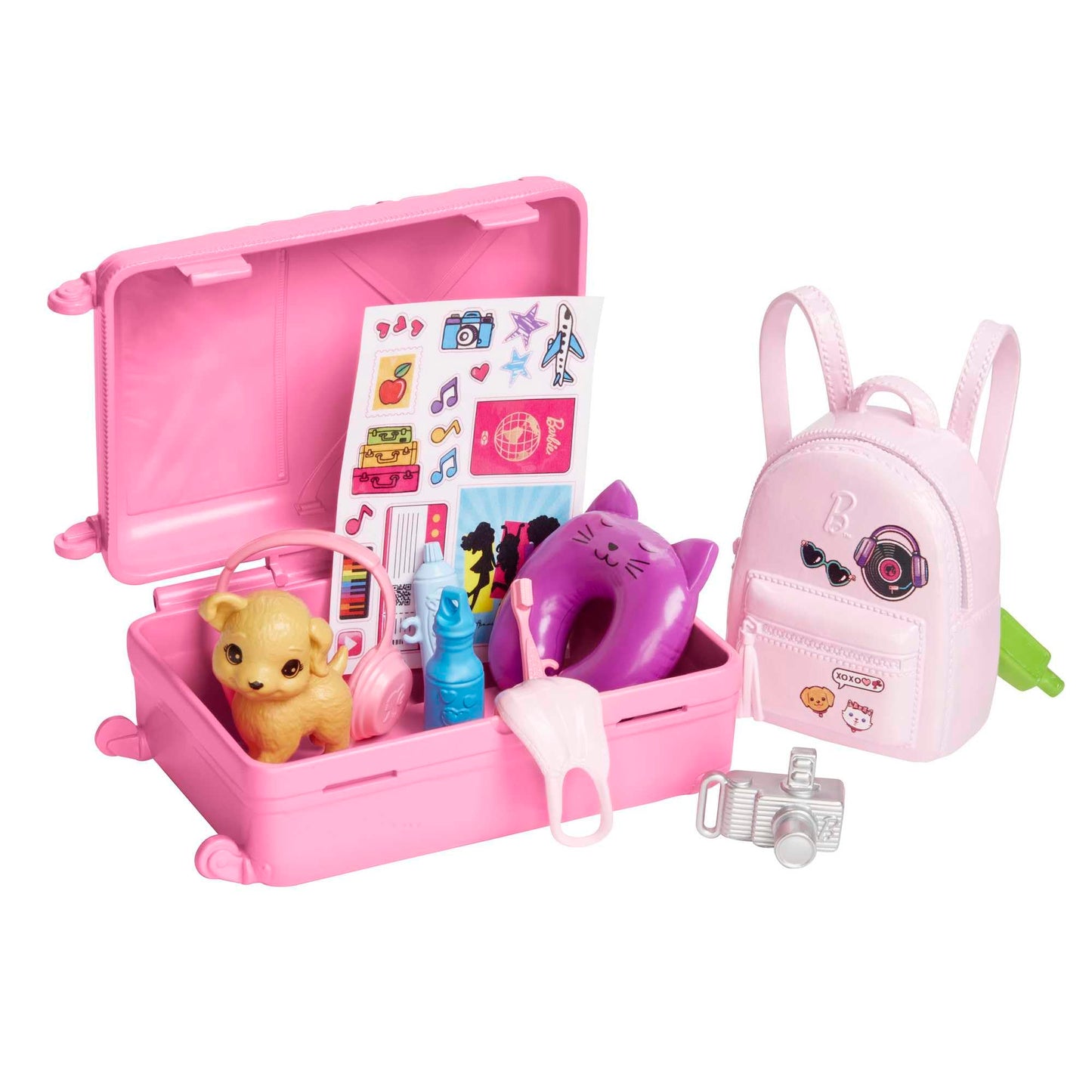 Barbie Doll & Accessories, Travel Set with Puppy and 10+ Pieces, Suitcase Opens & Closes, Barbie "Malibu" with Blonde Hair