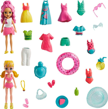 Polly Pocket Playset Fashion Pack Tropical Beach Fun Surprise Element for Girls Ages 4 and Up