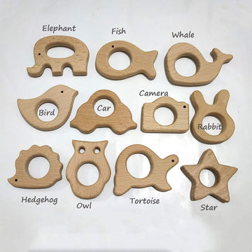 11pcs Beech Wooden Horse Montessori Toys Home Decorations Wood Cartoon Animal Craft for Painting Party Photography Tabletop Adorns (Type 1)