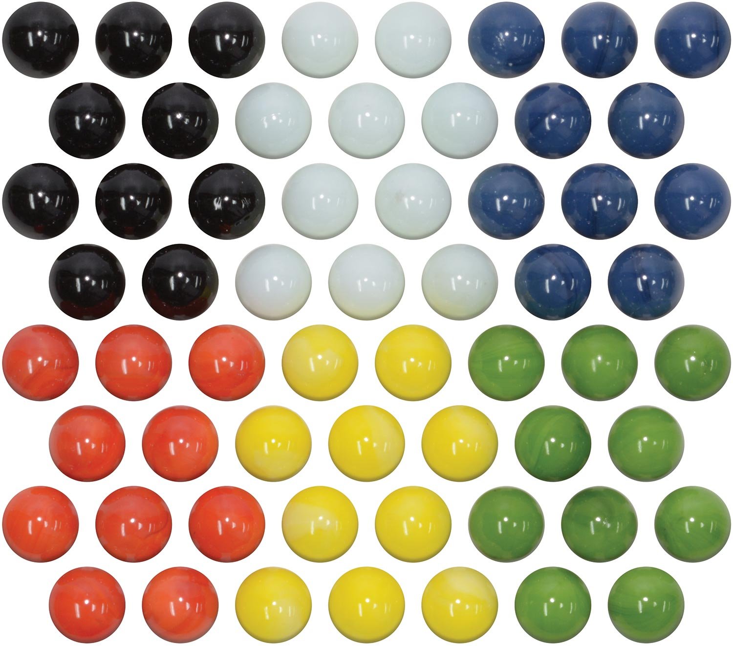 Marbles for Chinese Checkers, 60 pc, 10 each of 6 colors - Made in USA.