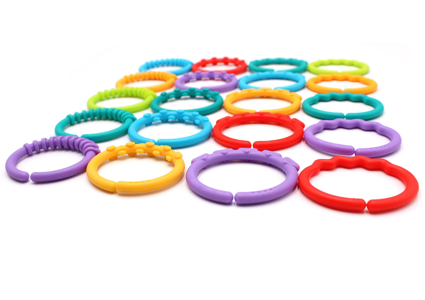 24 Pack Baby Teether Rings Links Toys Colorful Round Connecting Ring for Rattle Strollers Car Seat Travel Toys - Suit for Baby, Infant, Newborn