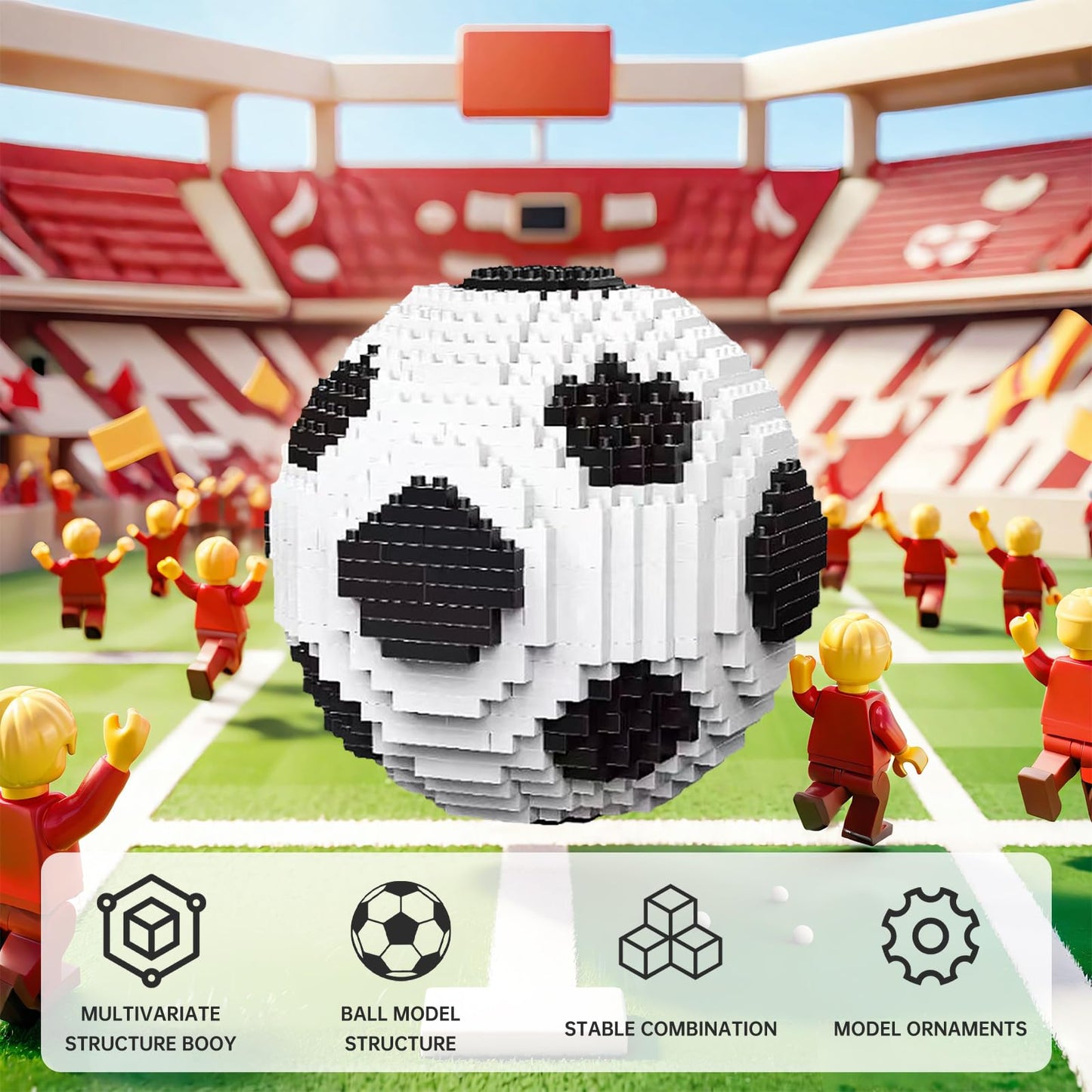LQPFBSM Soccer Ball Micro Mini Building Blocks Sets Black & White Soccer Ball Model Toys Sports Football Ball Building Kits Educational Toys Gift