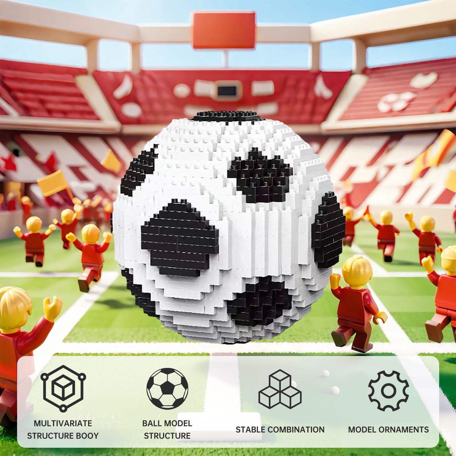 LQPFBSM Soccer Ball Micro Mini Building Blocks Sets Black & White Soccer Ball Model Toys Sports Football Ball Building Kits Educational Toys Gift