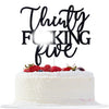 Thirty Five Cake Topper - Happy 35th Birthday Cake Decor - Cheers to 35 Years Birthday Party Decorations Supplies, Black Glitter