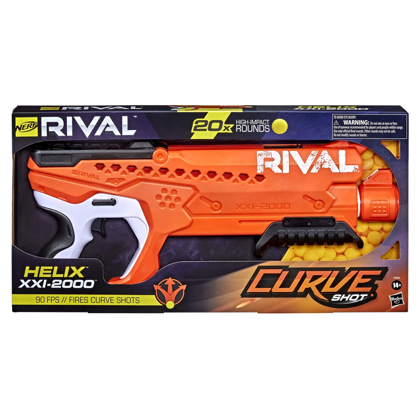 Nerf Rival Curve Shot - Helix XXI-2000 Blaster - Fire Rounds to Curve Left, Right, Downward or Fire Straight - 20 Rival Rounds