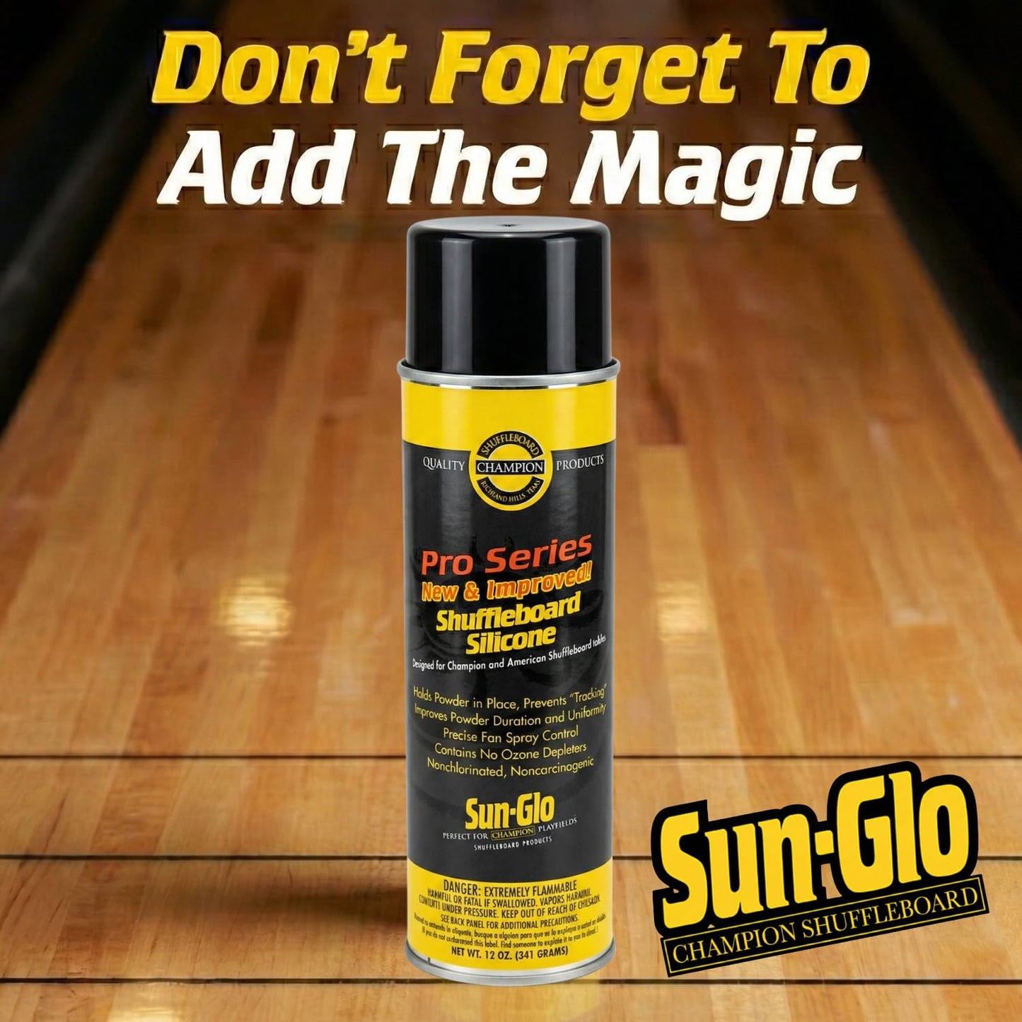 Sunglo Pro Series Shuffleboard Silicone Spray - Premium Table Cleaner & Polish for Consistent Slide and Surface Protection - 12 oz Can (2-Pack)