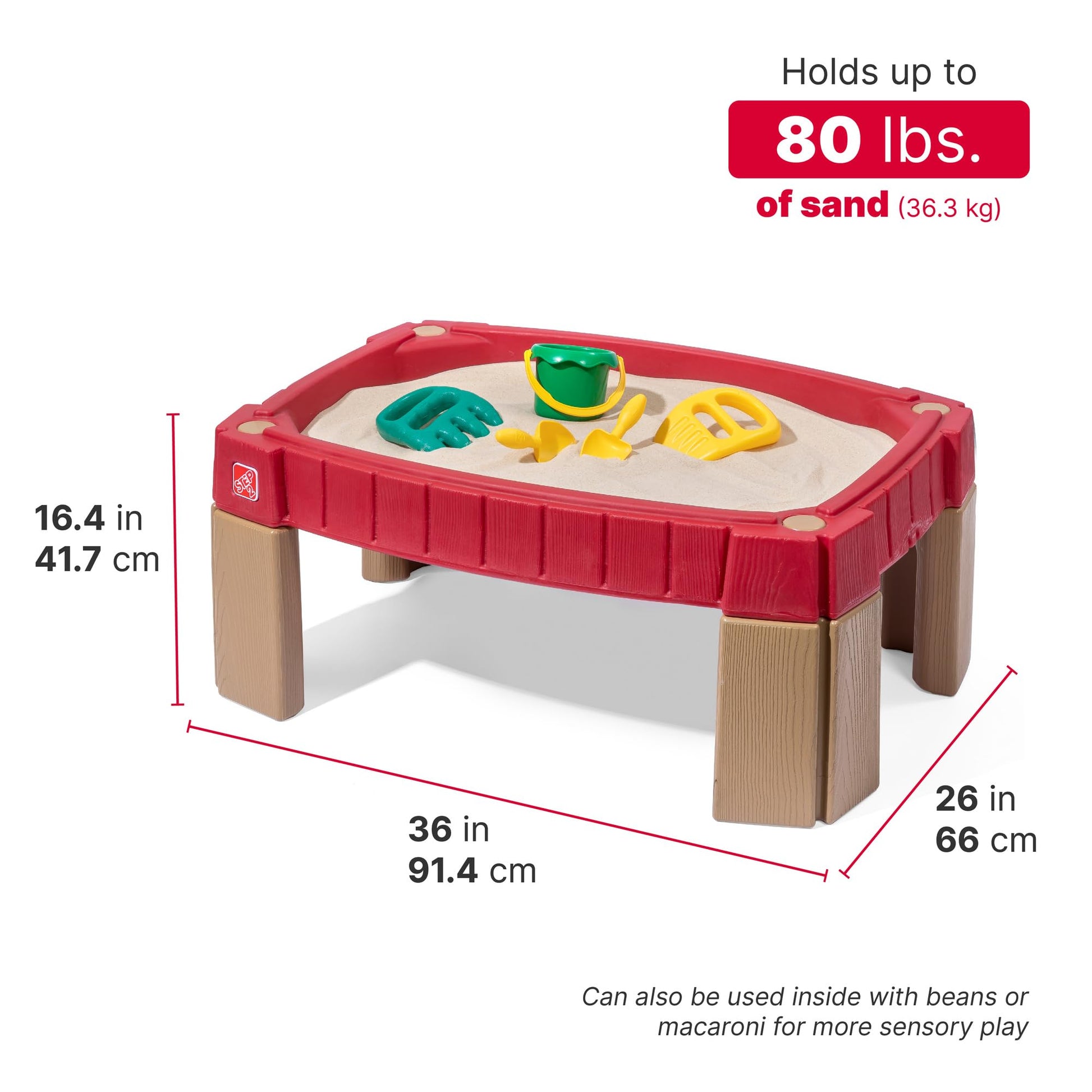 Step2 Naturally Playful Sand Table, Kids Sand Activity Sensory Table, 5 Piece Accessory Kit, Toddler Summer Outdoor Toys, 2+ Years Old