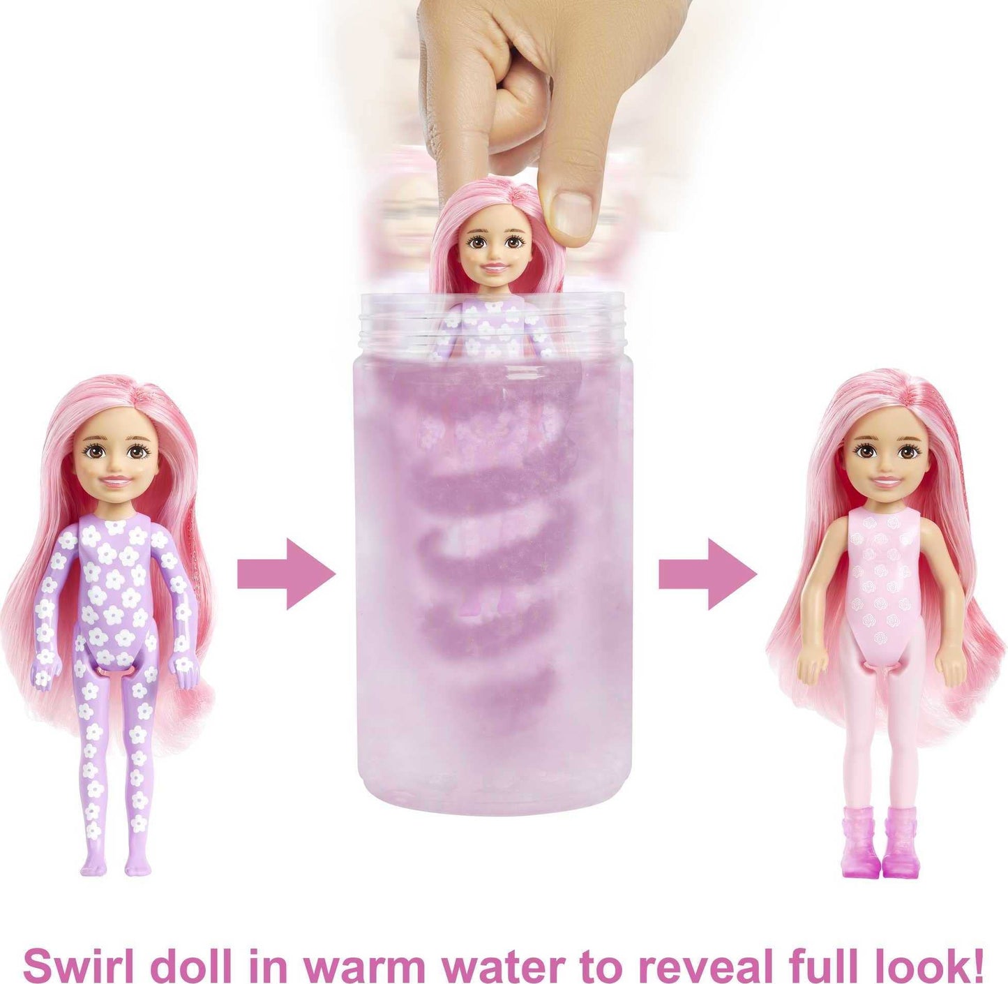 Barbie Color Reveal Chelsea Doll with 6 Surprises, Color Change and Accessories, Sunshine and Sprinkles