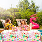 3pcs Pool Party Tablecloth Supplies, Pink Flamingo Pool Table Cover for Summer Beach Birthday Decorations Tropical Hawaiian Luau Party Supplies