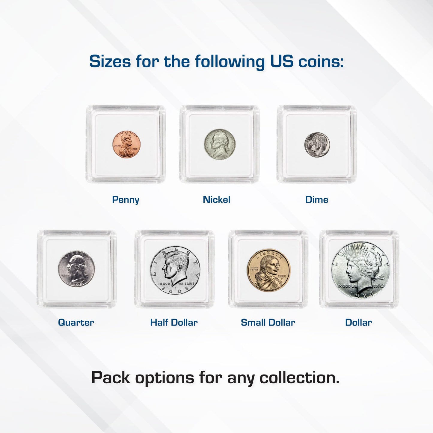 BCW 2x2 Snap Holder - 25 ct Quarter Case | Archival Safe Protector | Crystal Clear Polystyrene Display Box | Ideal for US Washington Quarters |