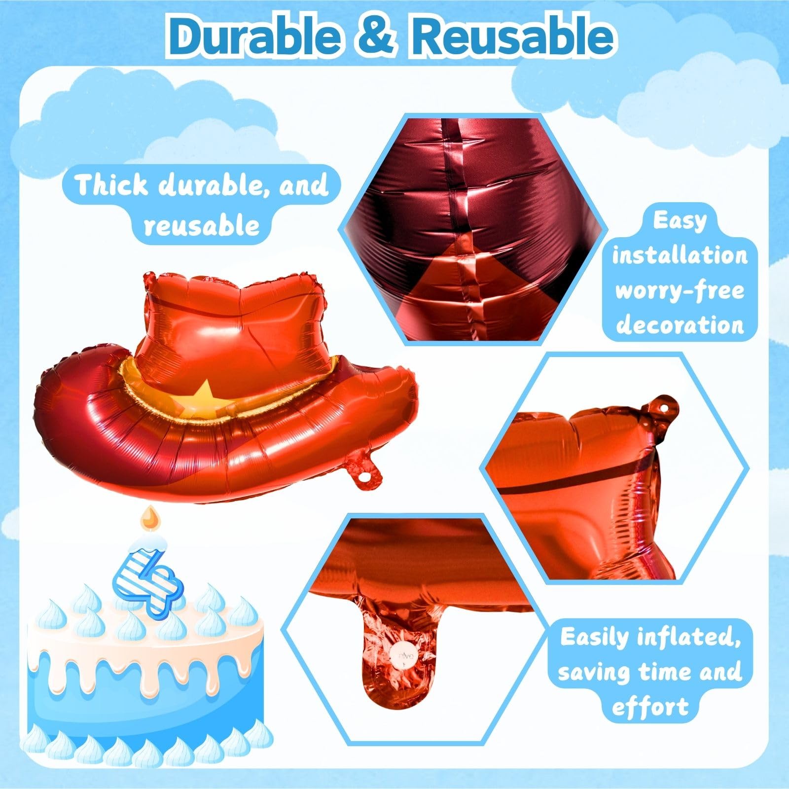 Toy Themed Story Birthday Decoration Balloon Set,Cartoon Style Birthday Rocket,Cowboy Hat,Boots,Clouds,Star Patterns, For kid Party Supply (2nd-Two