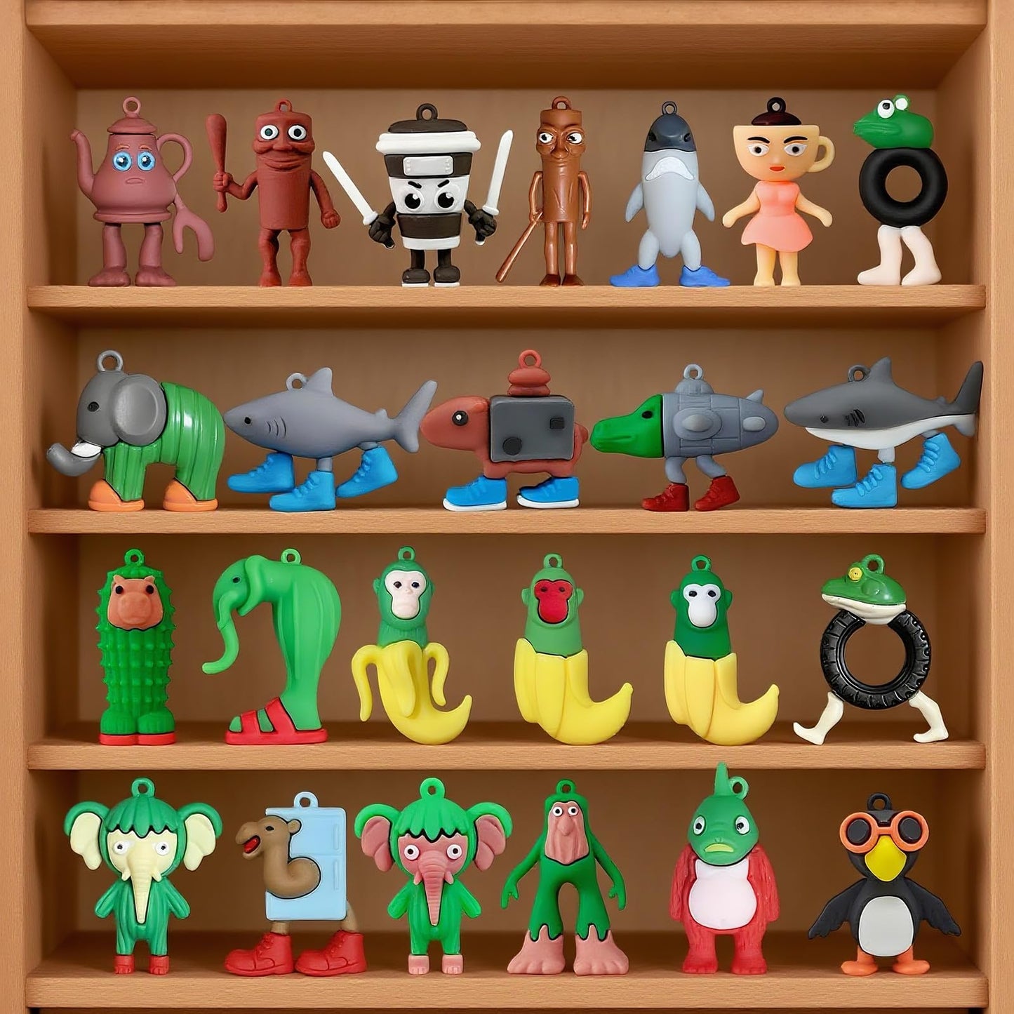 HmGrdnry Italian Brainrot 24pcs, Tralalero Tralala Action Figure Set - Italian Brainrot Meme Shark Toy, Collectible Brainrot Figures, Tung Tung Tung