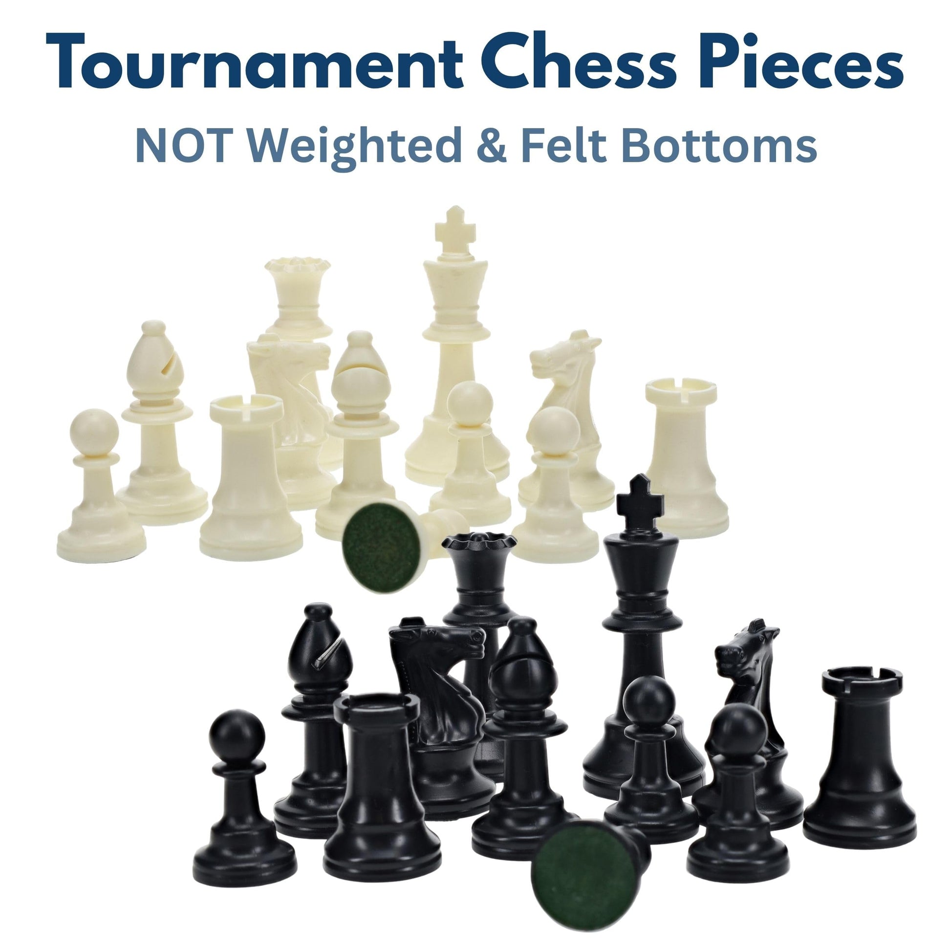 WE Games Plastic Staunton Tournament Chess Pieces in Black and Cream - 3.75 in King