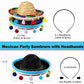 SEIHDHIK 2 PCS Mini Sombrero Headbands, Small Fabric Mexican Sombrero Hats,Straw Mexican Sombrero Hats with Ball Fringe for Mexican Themed Party
