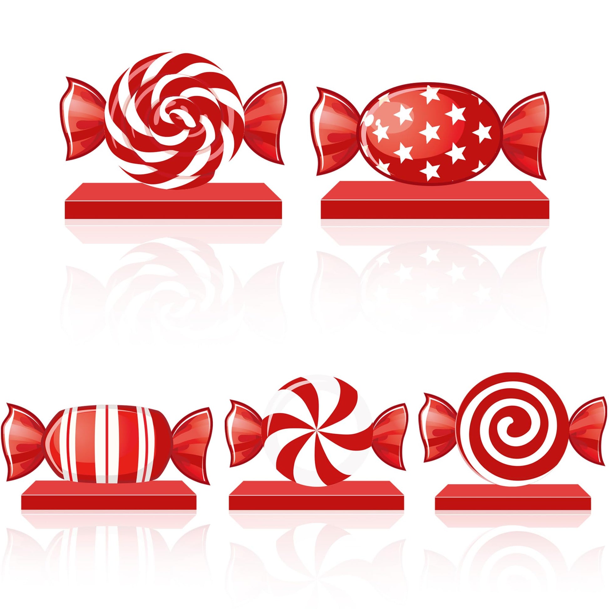 Pezutoi Christmas Table Decorations Wood Candy Set for Xmas Red & White Peppermint Christmas Home Desk Office Party Decoration