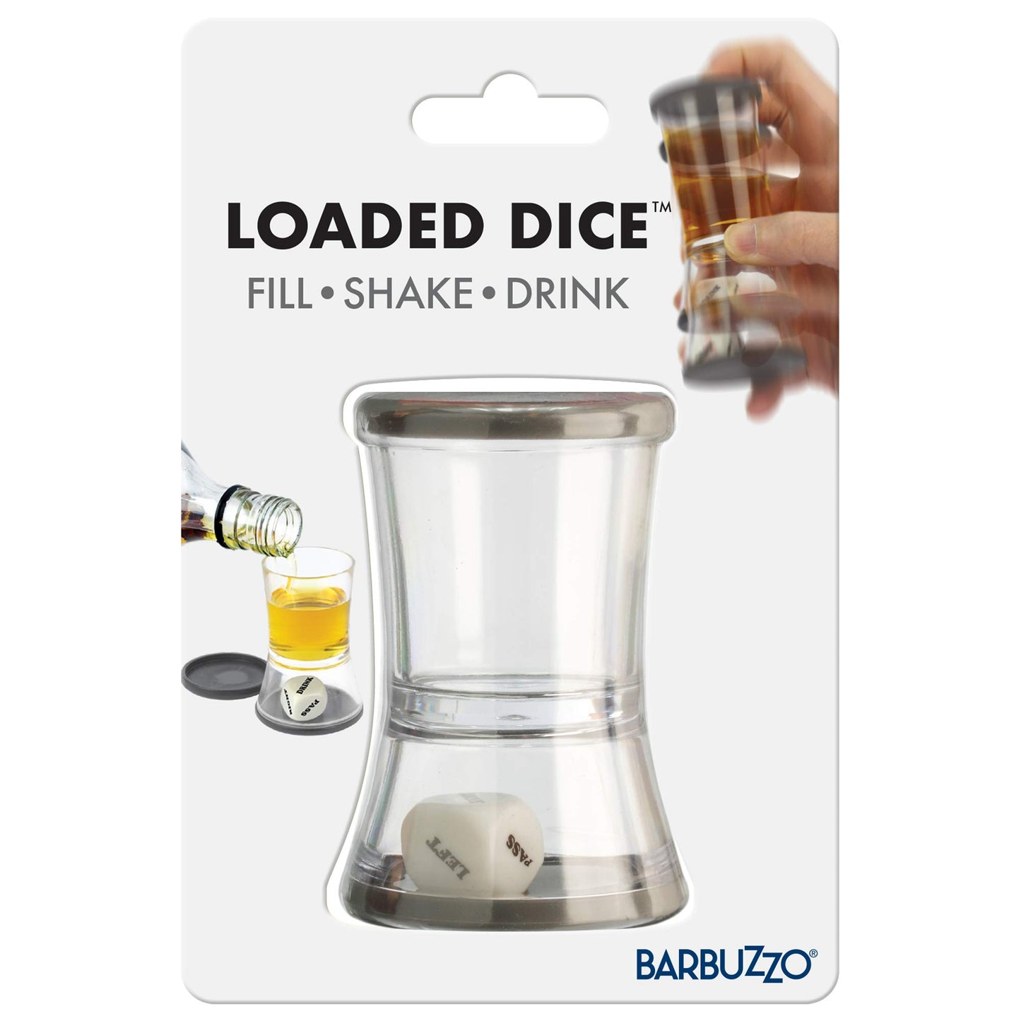 Barbuzzo Loaded Dice - The Ultimate Home Party Drinking Game - Fill the Shot, Slam it Down, & Do Whatever the Die Tells you to Do - Great Gift