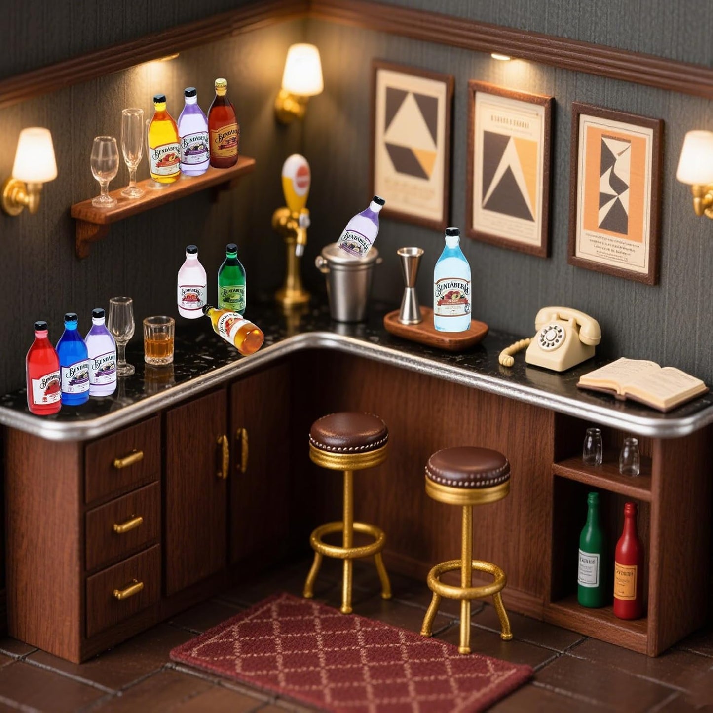 18-Piece Miniature Beverage Bottles Set - Realistic Beer & Soda Bottles, 1:12 Scale Dollhouse Drink Accessories for Tabletop Décor, DIY Crafts,