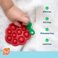 RaZbaby RaZberry Pop Strawberry Teether - Multi-Textured Silicone for Sensory Development & Teething Relief - Easy to Hold for Small Hands - Soft