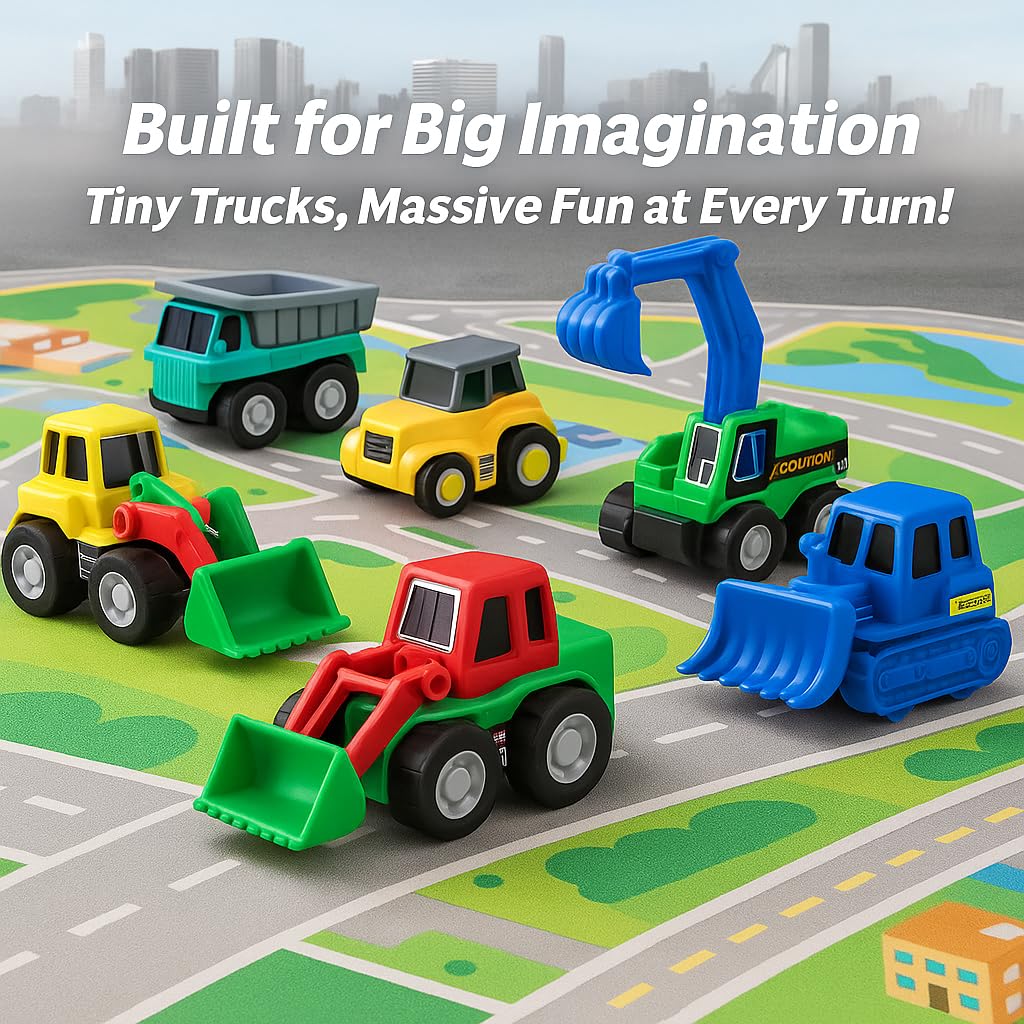 36 Pieces Pull Back Cars and Trucks Toy Set - Mini Pocket Vehicles, Fighter Jets, Construction, Race Cars & Military Toys - Bulk Party Favors