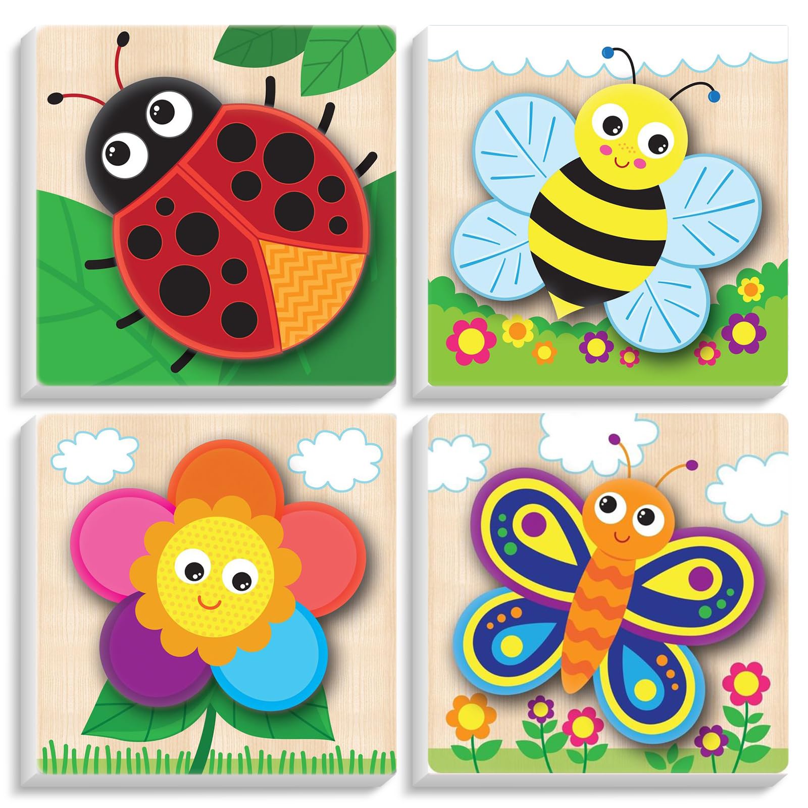 Framed 4 Pack Paint by Numbers Kit for Kids, Cute Cartoon Paint by Number for Kids Ages 4-8 Easy Paint by Number Kits Age 8-12, DIY Acrylic Oil