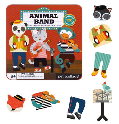 Petit Collage Magnetic Play Set, Animal Band - Mix & Match Magnetic Game Board, Ideal for Ages 3+ - Includes 2 Magnetic Scenes and over 25 Magnet