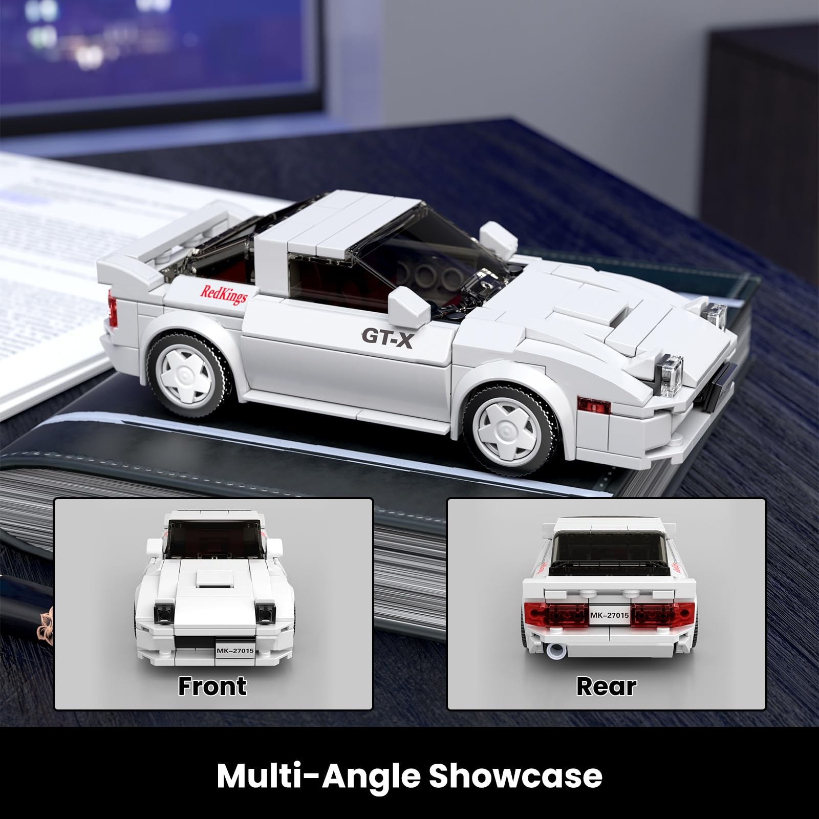 Super Sports Car Building Set with Display Case, 369 Pcs Model Ages 8+