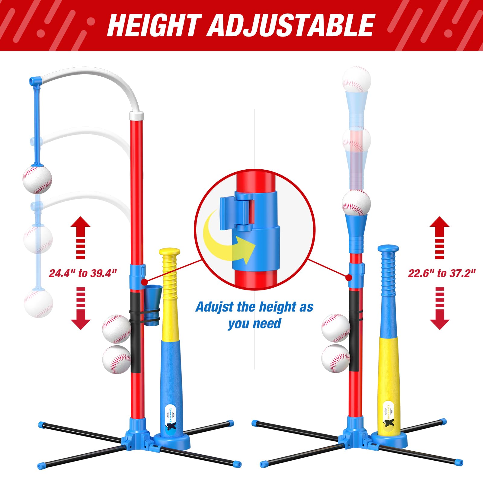 QDRAGON 4 in 1 Tball Set for Kids 3-5 with Toss and Catch Ball Set