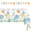 Oojami Jungle Safari Tablecloth Set with Banner - Baby Shower Party Supplies 54"x108" - Waterproof PE Material - Adorable Animal Print with Lions