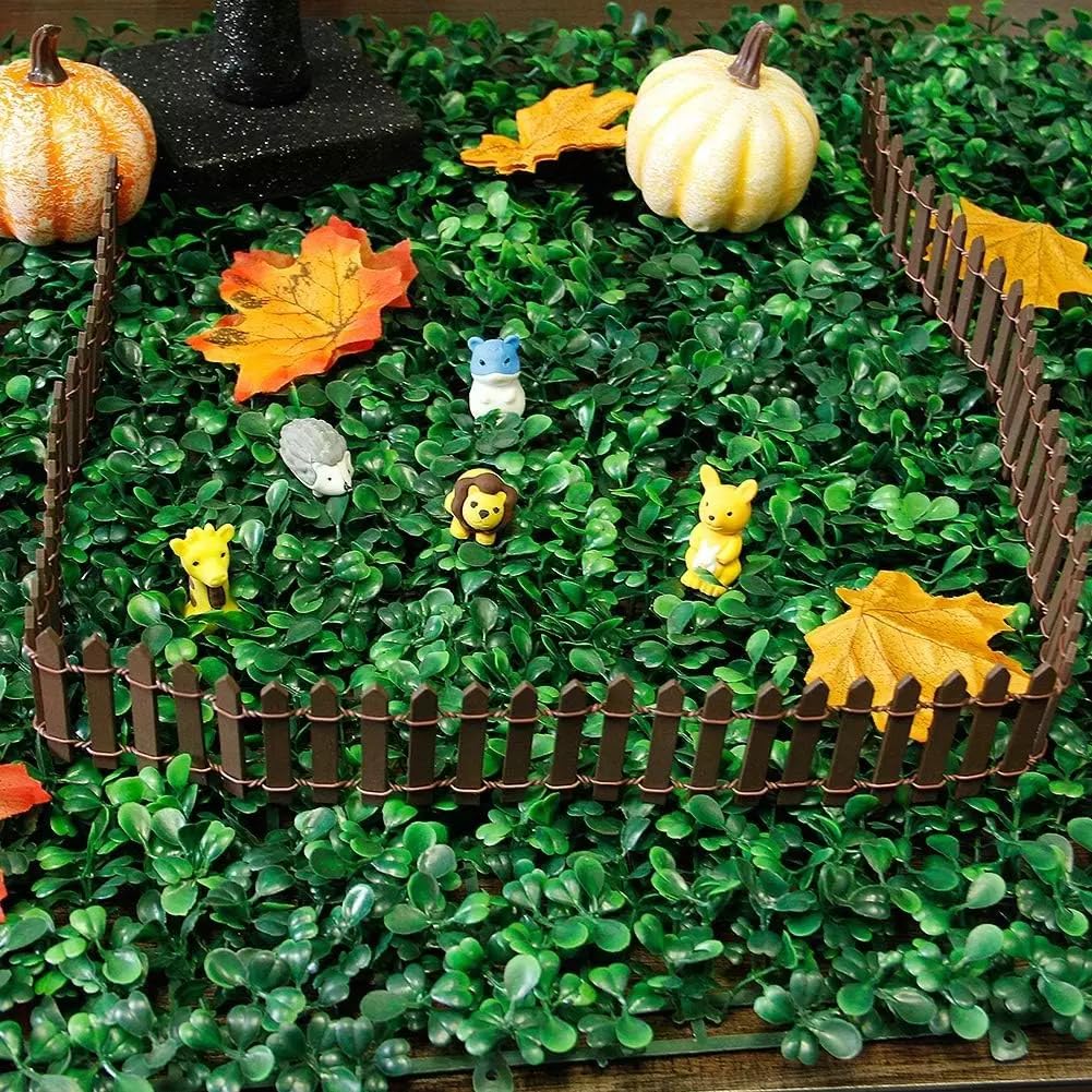 1Pc 35 Inches Brown Mini Fairy Garden Fence, Micro Landscape Miniature Ornaments for Dollhouse, Crafts, Diorama Project, Plant Pot DIY