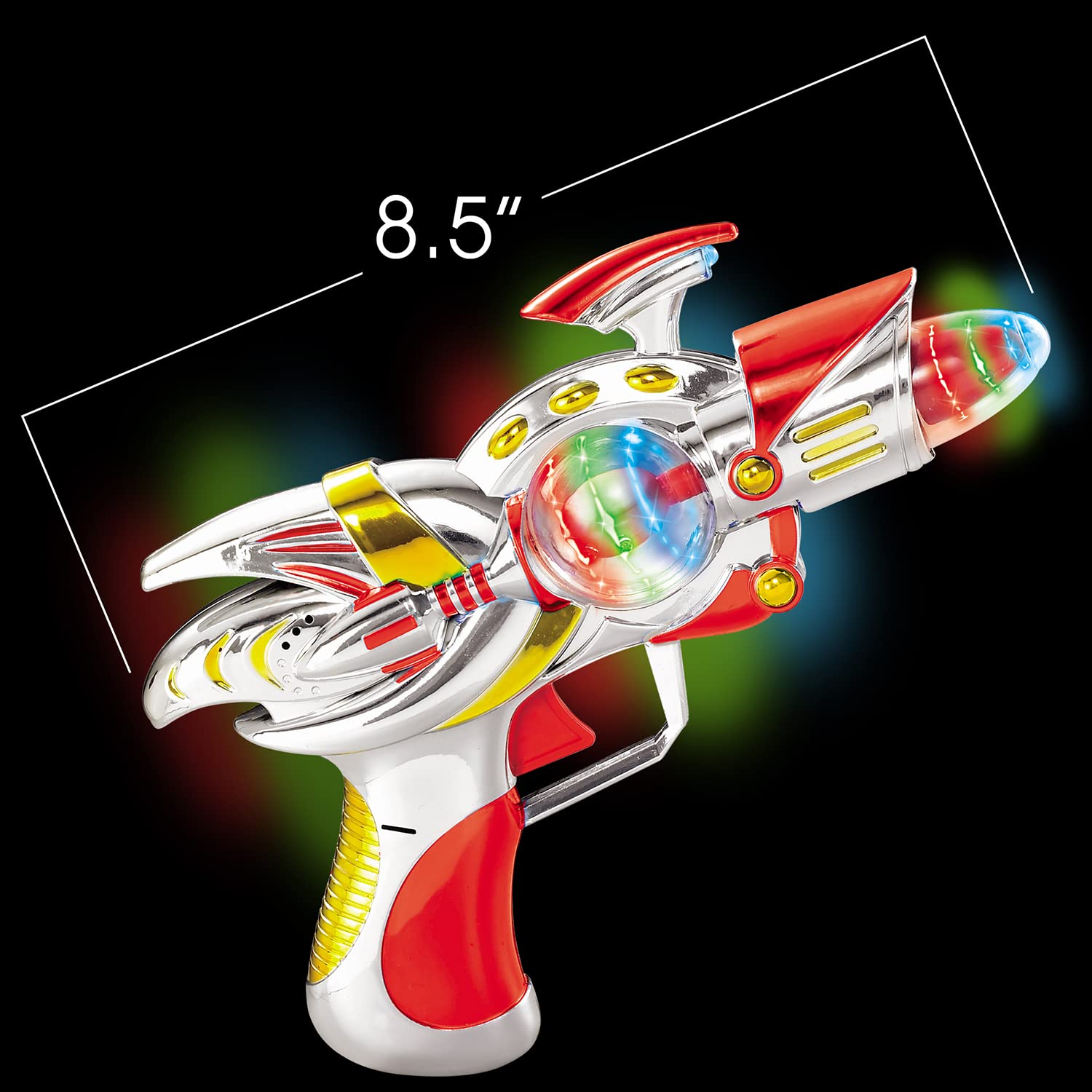 ArtCreativity Red Super Spinning Space Blaster Gun with Flashing LEDs and Sound Effects, Cool Futuristic Toy Gun with Batteries Included, Great Gift
