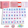 JOQQO American Mahjong Tile Set - 166 Pink Engraved Melamine Tiles 1.2 Inch - Easy Read Numbered Set with Bag, Dice, Chips, Rulebook & Reference Cards
