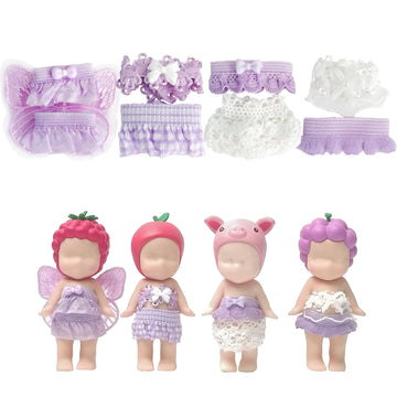 4 Sets Mini Doll Clothes for Sonny Angel, Tops and Skirts Fit for 3 Inch Collectible Dolls for Adult Collectors, Designed for Display and Decoration