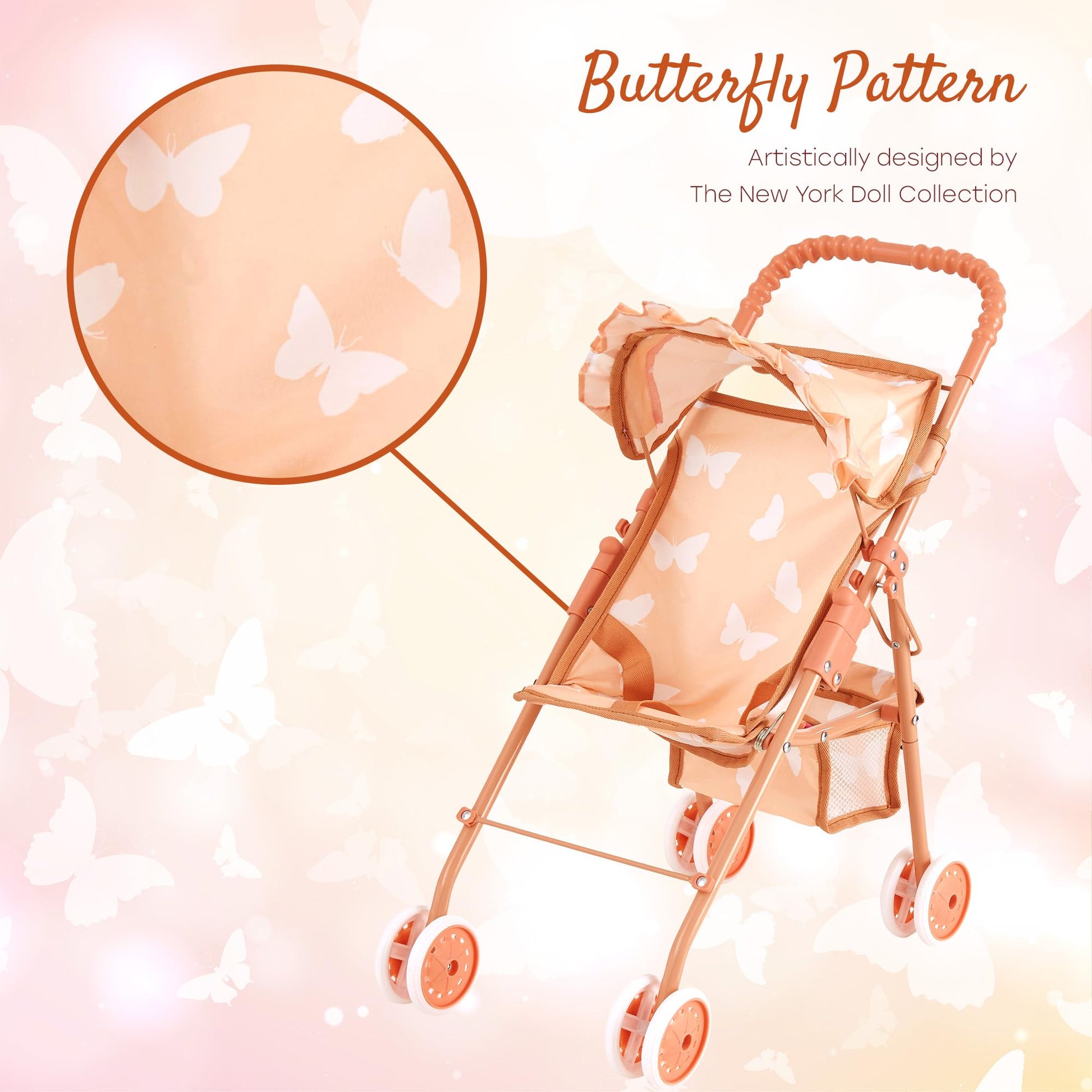 My First Baby Doll Stroller for Toddlers 3 Year Old Girls, Little Kids | Folding Baby Stroller for Dolls, Toy Stroller for Baby Dolls with Bottom