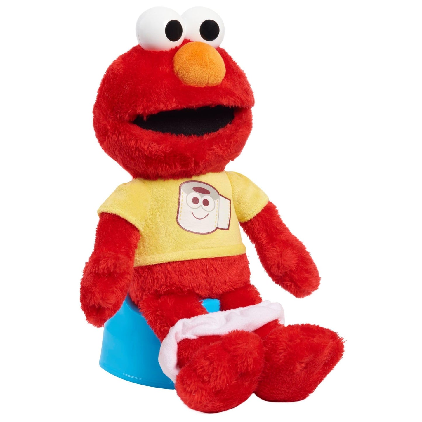 Sesame Street Potty Time Elmo 12-Inch Sustainable Plush Stuffed Animal, Sounds and Phrases, Potty Training Tool, Kids Toys for Ages 18 Month by Just