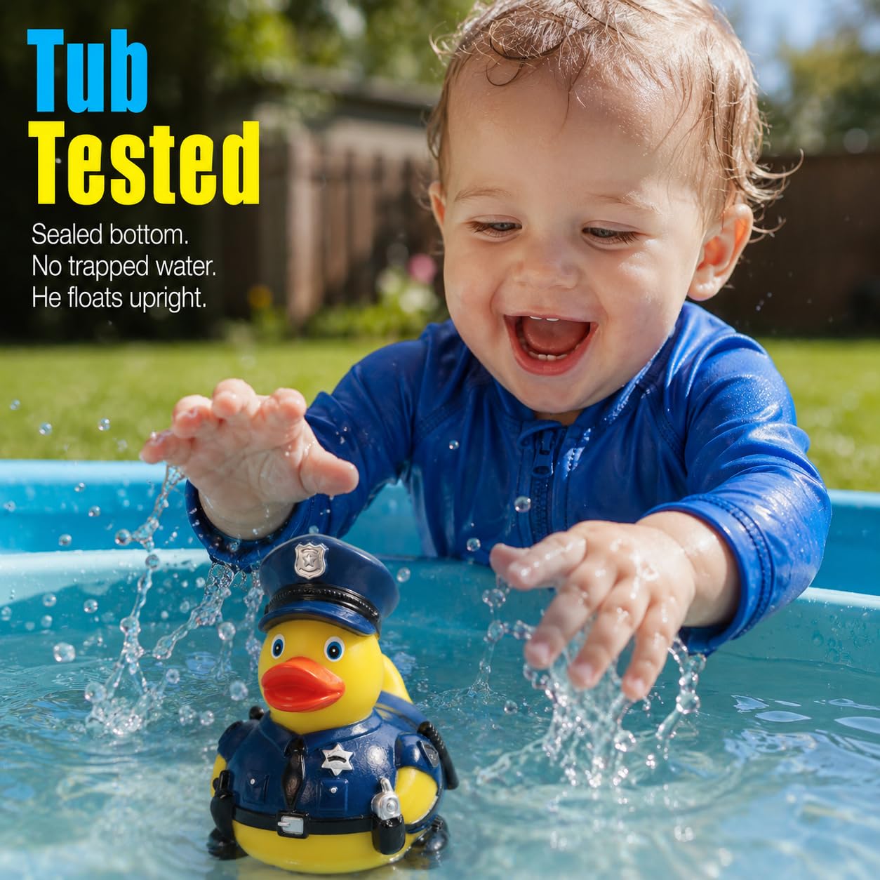 3 Inch DUCKY CITY Police Rubber Duck [Sealed, Floats Upright] Cop Officer Sheriff Toy for Kids, Baby Safe Bath Gift, Collectible Rubber Duckies
