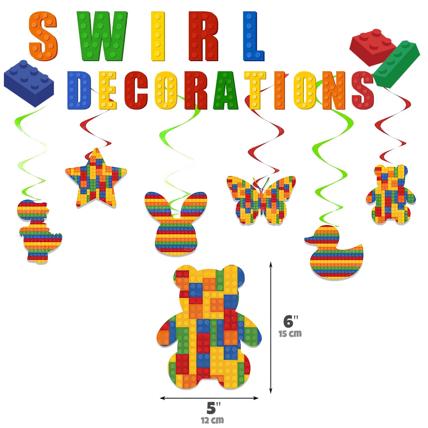 8th Birthday Decorations - Building Blocks Birthday Decorations 8 Year Old Boy - Party Kit: Number 8 Balloon, Banner, Cupcake & Cake Toppers, Balloons