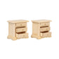 Wooden Dollhouse Nightstands, Set of 2 Mini Bedside Tables, 1:12 Scale Furniture for Doll House Bedrooms, Brown Finish, for 6 inch Dolls