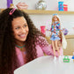 Barbie Extra Doll and Accessories with Extra-Long Blonde Hair Wearing Floral Outfit & Poncho with Pet Bunny